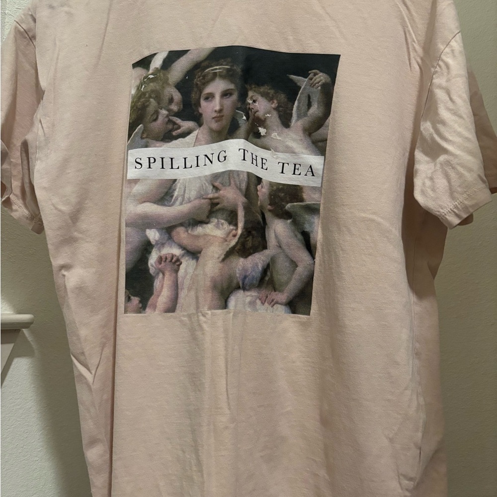 Forever21 Graphic Tee with Angel Print - Beige